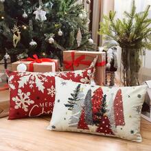 4pcs Christmas Lumbar Pillow Covers, Red Truck Christmas Tree Snowflake Let It Snow Merry Christmas Print Rectangular Throw Pillow Cases, Winter Holiday Sofa Cushion Covers, No Pillow Insert - Multi-color Snowflake - View 5