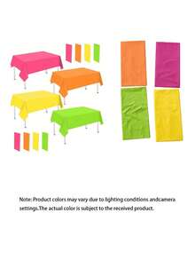 4pcs Neon Plastic Tablecloths Elegant Disposable Rectangular Table Covers Theme Rose Red Green Yellow Orange Suitable For Party Table Decor Wedding Birthday Graduation Halloween Easy To Clean Christmas>Decor - View 7