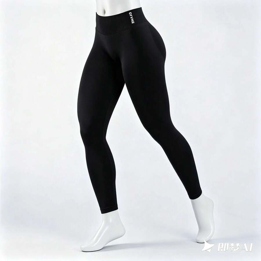 Dfyne Leggings de Impacto de Cintura Alta - Diseño Elegante Sin Costuras con Elasticidad en 4 Direcciones| Leggings Largos de Mujer Absorbentes - Negro - Ver 1
