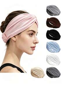 1pc Women's Wide Elastic Headband / Soft Elastic Non-Slip Hair Accessory For Autumn Outfit / Used For Sweat Absorption And Hair Taming / Suitable For Yoga, Running, Gym Workout / Face Washing And Daily Fashion Matching - Multicolor - View 2