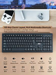 AOC KM200 Business Keyboard And Mouse Combo, Splash-Resistant Keyboard, Anti-Slip Mouse Grip, Compatible With Laptops And Desktops, High Performance And Value - View 8