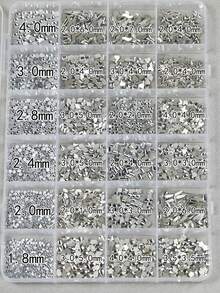 24-Grid Mini White Small Flat-Bottom Mixed Color Asymmetrical Nail Art Rhinestones - White - View 2