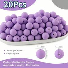 20/36 Buah Manik-Manik Bulat Silikon 1,5 Cm/0,59in, Cocok untuk Pembuatan Perhiasan, Gantungan Kunci DIY, Kalung, Gelang, dan Bahan Kerajinan Tangan, Perlengkapan Pembuatan Perhiasan, Tersedia Berbagai Warna - MultiWarna - View 16