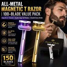 Bộ dao cạo T Razor với 150 lưỡi dao cạnh, máy cạo râu an toàn cho nam, thay lưỡi nhanh, cạo râu mượt mà, bộ chăm sóc tại nhà và du lịch! - Nhiều màu - Xem 1