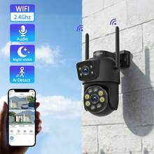 szsinocam Kamera Keamanan PTZ WiFi 2.4GHz Lensa Ganda 1080P, Pelacakan Manusia AI, Penglihatan Malam Berwarna, Audio Dua Arah, Alarm Deteksi Gerakan, Penyimpanan Cloud dan Kartu SD, Kamera Jaringan Pengawasan Rumah IP66 - Hitam - View 11
