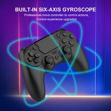 GAMINJA P48 Wireless Controller, Compatible With P4 Slim/P4 Pro/P3/PC Console, With 6-Axis Motion Sensing, Dual Vibration, Built-In Speaker, Motion Gyroscope, Headphone Jack, Touchpad - View 4