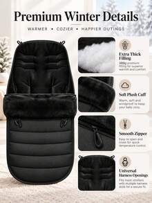 1pc Baby Stroller Windproof Footmuff, Winter Snowproof Warm Thickened Foot Cover, Unisex Baby Accessory, Essential Travel Item For Newborns, Winter Gift For Kids - Multicolor - View 4