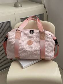 Large Capacity Solid Color Travel Bag For Storing Waterproof And Minimalist Men's And Women's Travel Bags - Pink - View 10