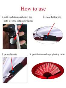 LED Light-Up Folding Fan, Collapsible Glowing Handheld Fan, Battery Powered Lighting Fan, Suitable For Party, Electronic Music Festival, Concert And Nightclub Stage Decoration - Luminous Fan - View 10