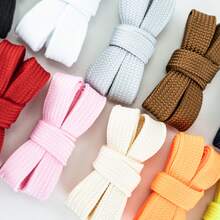 3 Pairs / 10 Pairs Cotton Braided Shoelaces 1.5cm Wide Soft Thick Woven Texture Flat Shoelaces Solid Color / Contrast Color Multi-Color Matching Sports Shoes Daily Replacement DIY - 3-pack-#132 White+#131 Black+#133 Red - View 7