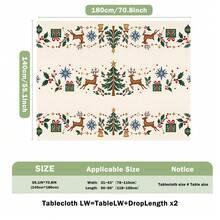 1pc Nordic Reindeer Christmas Tablecloth, Christmas Tree Gift Box Bell Holly Berry Print Pattern, Polyester Material Single-Sided Print, Suitable For Tabletop, Washable And Reusable, Suitable For Indoor, Outdoor, Yard, Wedding, Banquet, Party, Outdoor Dining, Winter Holiday Dinner Table Setting, Christmas Home Decor - Multicolor - View 11