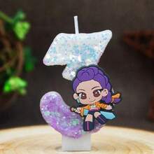 Hasbro 1pc Kpop Demon Hunters Rumi 0-9 Number Birthday Candle Glitter Cartoon Cake Topper Party Decoration - Random - View 7