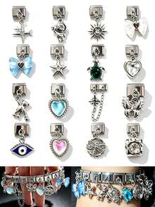 2pcs Silver Mixed Style Charm Pendants, DIY Jewelry Making Accessories, Replacement Charms For Watch Band & Bracelet - Multicolor - View 1