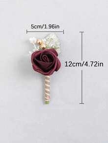 6Pcs Wedding Boutonniere For Groom And Groomsmen, Artificial PE Rose Lapel Pin ,Rustic Twine Wrapped Corsage For Wedding, Prom, Formal Party - Multicolor - View 3