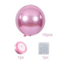 10pcs 22 Inch 4D Metallic Color Giant Foil Balloons, Pink Round With Ribbon, Ceiling Party Decoration Accessories, Suitable For Valentine's Day, Birthday, Wedding Party Decoration - 4D Ball - View 9
