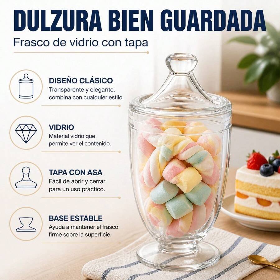 Clear Glass Storage Jar Container With Matching Glass Lid Decorative Glass Candy Jar For Home Storage And Tabletop Organization 12.2 X 12.2 X 24.6 Cm - Clear - View 1