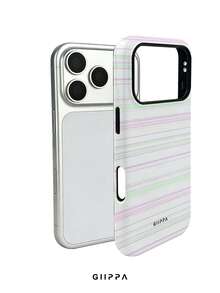 GIIPPA 1件淺綠色橫條紋混搭圖案設計手機殼，適用於Phone 17 Pro Max，兼容Phone 16 Pro Max、15 Pro Max、14 Pro Max，韓式高端時尚趣味手機殼，適合11/12/13/14/15/16 Pro Max Plus，男女皆宜的優雅設計，送給女友的聖誕節、情人節、復活節、婚禮季和生日完美禮物！ - 淺綠色 - 查看 3