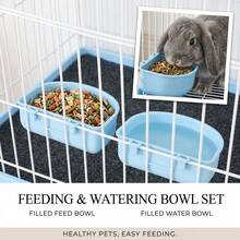 1 Set Detachable Cage Hanging Bowls For Small Pets, Blue & Pink Food Feeder Set, Easy To Install, Anti-Tip Design For Rabbit And Hamster - 500ml - View 3