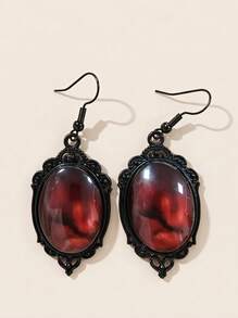 Valisandre 2pcs Gothic Style Whimsigoth Red Mirror Exaggerated Dangle Earrings, Suitable For Daily, Party, Gathering Wear, Women's Surprise Gift - Multicolor - View 2