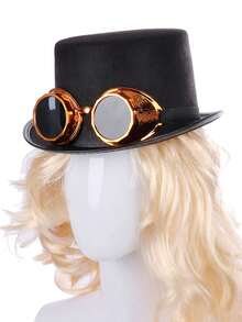 Stage Performance Black Hat, Jazz Hat, Glasses Magician Stage Halloween Punk Hat 1pc/2pcs/3pcs - Black - View 8
