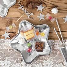 10pcs Christmas New Year Gold Silver Star-Shaped Disposable Paper Plates Candy Trays Birthday Party Decorations - Multicolor - View 3