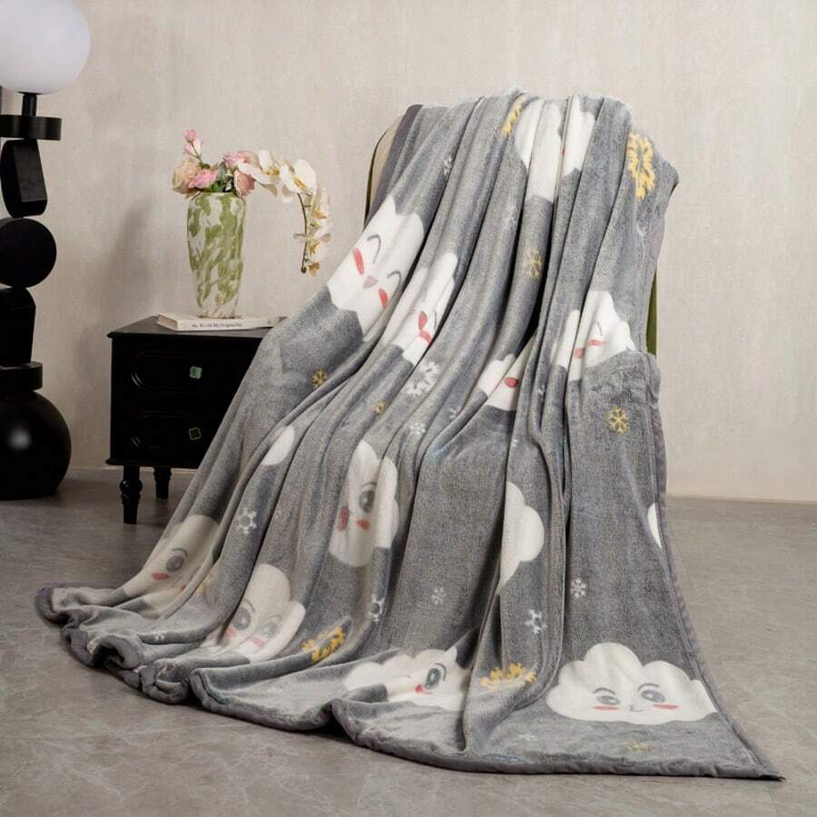 1件裝毯子、午睡毯、披毯、披肩,柔軟親膚舒適面料,精緻圖案,可機洗,適合四季使用 - 淺灰色 - 查看 1