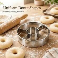 2pcs Donut Shaped Cutter, Suitable For Making Donuts, Cookies, Bread And Other Pastries. Ideal Choice For Home Baking. Easy To Clean, Kitchen Bread And Pastry Baking Tools. - View 3