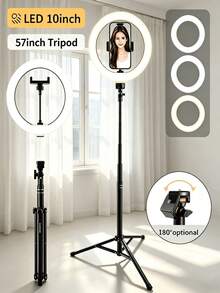 Uegogo 10-Inch LED Ring Light With 1.45m Adjustable Tripod Stand, 3 Color Modes, Portable Fill Light With Phone Holder, Suitable For Makeup, Selfie, Live Streaming, Photography, Video Calls, Vlog And Content Creation - Black - View 1