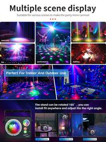1pc RGB Disco Party Light, DJ Stage Lighting With Remote Control & Sound Activated Mode, Colorful Projection Lamp For Home Party, Birthday, Wedding, Christmas, Halloween, Bar, Club - Black - View 8