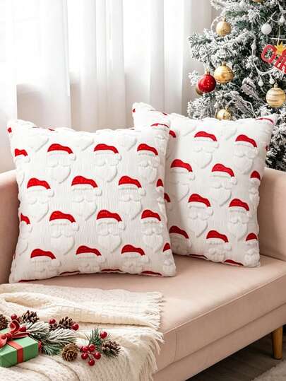 Christmas Beige Double Christmas Tree Pillowcase, Soft Plush Faux Fur Christmas Decoration, Suitable For Christmas And Winter Holiday Home Bedroom Sofa Cushion Cover, Great For Daily Use, Parties, And Christmas.