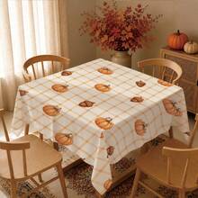 1pc Autumn Plaid Pumpkin Acorn Tablecloth, Rustic Country Style Stain-Resistant Decorative Dining Table Cloth, Suitable For Christmas Table Decor, Picnic Tablecloth, Holiday Celebrations, Wedding Party Gatherings, Birthday Banquets, Daily Dining Table, Kitchen And Restaurant Decoration, All Seasons, Home Decor - Multicolor - View 4