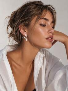Yanxyad Punk Silver Tone Earring Set, Spiked Heart Hoop, Star Dangle & Hollow Star Stud Earrings, Gothic Cool Statement Jewelry For Women - Silver - View 2