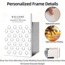 1pc Customized Portrait Painting, Suitable For Different Types Of Weddings, Optional 100/50 Guests Signature Guestbook Canvas Print, Framed Or Unframed - Multicolor - View 21