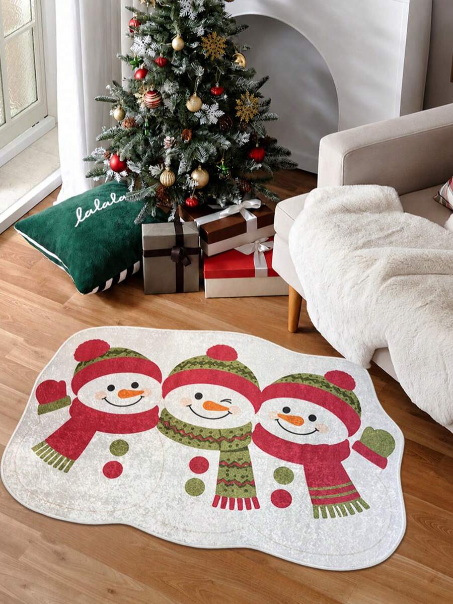 Christmas Washable Non-Slip Area Rug – Thin Soft Living Room Carpet, Kitchen Rug & Runner, Festive Holiday Home Decor
