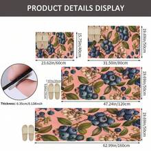 Pink Background Blueberry Print Long Runner Rug, Home Indoor Decor, Kitchen Runner, Entryway Mat, Hallway Entrance Decor, Bedroom Bedside Rug, Living Room Rug, Laundry Room Mat, Bathroom Mat, Suitable For Apartment, Dorm And Home Daily Decor - Multicolor - View 8