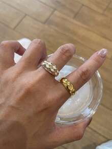 3pcs/Set Vintage Gold Women's Stackable Ring Set, Rhinestone Pave Baroque Style Exquisite Stackable Jewelry - Gold 2 - View 3