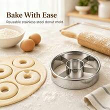 2pcs Donut Shaped Cutter, Suitable For Making Donuts, Cookies, Bread And Other Pastries. Ideal Choice For Home Baking. Easy To Clean, Kitchen Bread And Pastry Baking Tools. - View 4