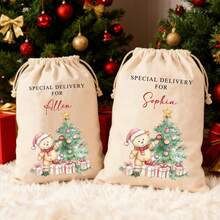 Personalized Santa Sack, Christmas Present Bag, Christmas Toy Sack, Christmas Eve Box,First Christmas Gift Stockings - White - View 5
