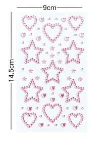 1pc Autumn New White & Pink Large/Small Star & Heart Rhinestone Diamond Face Stickers, Y2K European & American Hot Girl DIY Face Decoration, Self-Adhesive Stickers For Face Sticker Shop - Multicolor - View 2