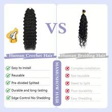 VALLBEST Crochet Human Hair Water Wave Knotless Feather Extension High Quality 60g/Pack 16~26 Inch Handmade Full Invisiable Knot With String Pre Looped Crochet Human Hair Pre-Separated Invisible Miracle Knots Hair Extension Wet And Wavy Lightweight Reusable - Natural Black - View 4