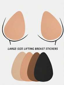 2 Pairs Self-Adhesive Teardrop-Shaped Breast Pads, Lift And Prevent Sagging, Reusable, Skin-Friendly And Gentle - Multicolor - View 2
