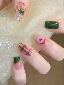 Christmas Semi Cured Gel Nail Strips, 20Pcs Long Lasting Salon Quality Wraps, Easy Apply & Remove Gel Nail Stickers With UV Light - Multicolor - View 5