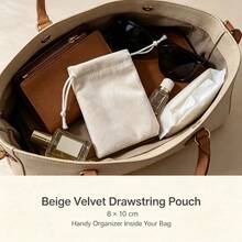 100pcs/50pcs/20pcs/10pcs Beige Plush Drawstring Bucket Storage Bags, Soft Plush Texture, Premium Quality, Suitable For Wedding Favors, Jewelry Storage, Holiday Gift Packaging, Scent Sachets And Cosmetic Storage - Beige - View 9