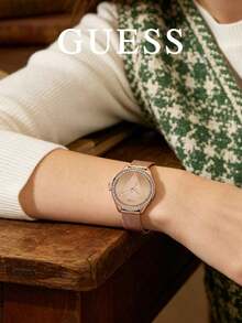 GUESS Gentle Rose Gold Women's Watch With Rhinestone Bezel, Fine Mesh Steel Band, Niche Luxury Casual Wristwatch - Rose Gold - View 3