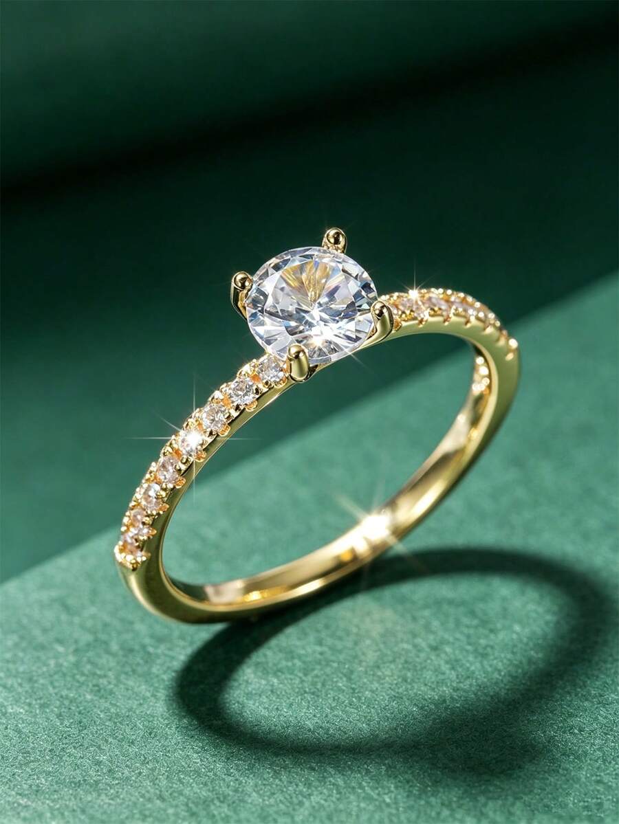 1 buah Cincin Zirkonia Kubik yang Indah, Aksesori Hadiah Ulang Tahun Pernikahan Wanita - 1# - View 1
