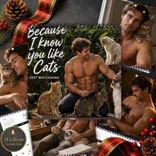 1pc 2027 Large Writable Monthly Calendar, Shirtless Man And Cat Design, Suitable For Home Office, Spiral Bound Wall Calendar, 8.3x8.3 Inch Large Square, Cat Theme, Perfect Gift For Cat Lovers, January To December Date Planner - Multiple Styles - View 5