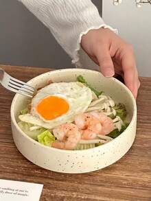 1pc Round Ceramic Plate With Ink Splatter Design, Ins Style Creative Dessert Cake Plate, Vintage Premium Salad Western Dish, Steak Plate, Pasta Plate, Suitable For Restaurant, Living Room, Diner, Kitchen - Multicolor - View 5
