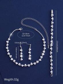 3pcs/Set Fashion Wedding Bridal Accessories Earrings, Bracelet, Necklace Sets - White - View 5