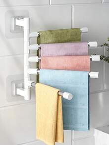 Towel Rack - Wall-Mounted Rotating Towel Bar, Modern Minimalist No-Drill Floating Towel And Coat Hook Organizer - Bathroom Accessories - Essential Towel Rack And Floor Mat Storage For Home Kitchen And Bathroom,Home Essentials - Multicolor - View 6