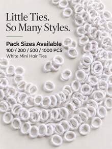 100/200/500/1000pcs Women's White Hair Ties, High Elasticity Hair Bands, Sweet And Cute Style, Small Size Hair Ties, Hair Accessories, Vacation Accessories, Suitable For Various Hairstyles, Women's Hair Accessories. Daily Casual And Going Out Outfits, Hair Accessories, Suitable For All Seasons. - White - View 3